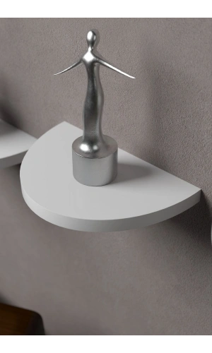 Bidebuvar Duvar Rafı Dekoratif 3 Adet Çiçeklik Oval Beyaz