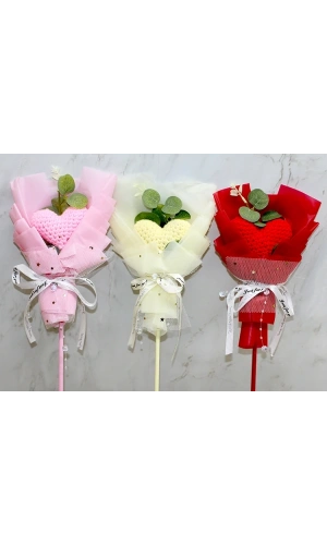 Bidebuvar El Örgüsü Kalp Çiçeği Buketi