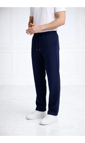 Bidebuvar Erkek Düz Paça Beli Lastikli İpli Günlük Spor Eşofman Altı Rahat Fit - Lacivert