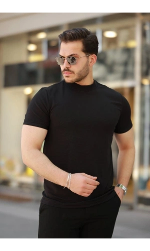 Bidebuvar Erkek Ince çizgi Dokulu Kısa Kollu T-shirt