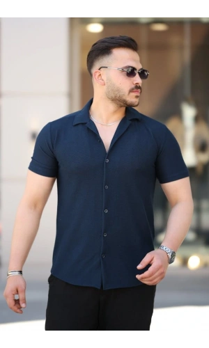 Bidebuvar Erkek Kısa Kollu örme Kumaş Pamuklu Gömlek