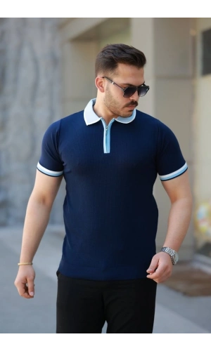 Bidebuvar Erkek Renkli Yaka Kısa Kollu Tişört