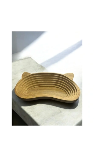 Bidebuvar Evcil Hayvan Kulak Motifli Ahşap Yatak