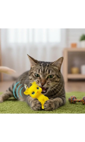 Bidebuvar Evcil Hayvan Sesli Geyik Şeklinde Plastik Oyuncak