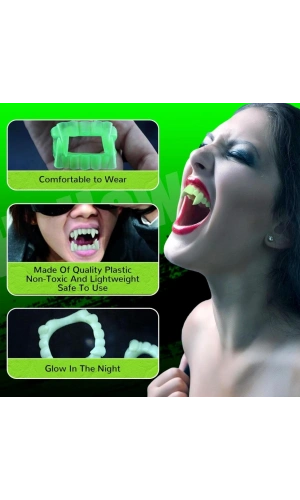 Bidebuvar Fosforlu Çift Damak Takma Vampir Dişi