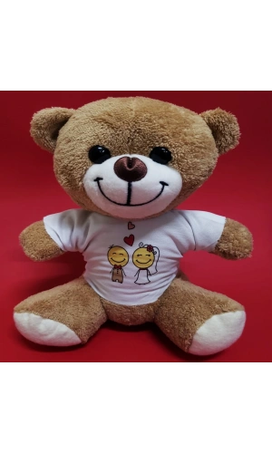 Bidebuvar Gelin Damat Tasarım Tişörtlü Sevimli Ayıcık