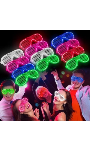 Bidebuvar Glow Işıklı Panjur Parti Gözlüğü 12 Adet