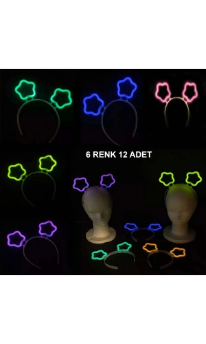 Bidebuvar Glow Stick Karanlıkta Yanan Fosforlu Yıldız Taç 12 Adet