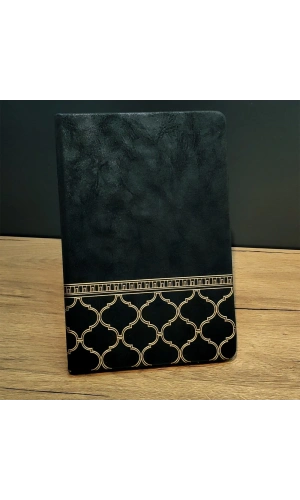 Bidebuvar Gold İşlemeli Siyah Deri Defter