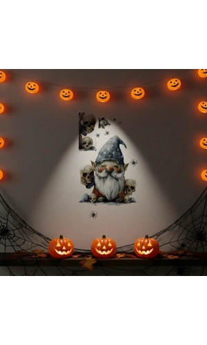 Bidebuvar Gotik Cüce ve Kafatası Halloween Duvar Sticker Seti