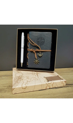 Bidebuvar Gri Defter Ve Beyaz Kalem Kutulu Set