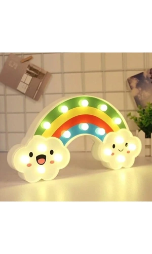 Bidebuvar Gülen Bulutlu Gökkuşağı LED Gece Lambası