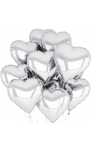 Bidebuvar Gümüş Kalp Şekilli Uçan Balon Folyo 10 Adet