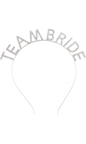 Bidebuvar Gümüş Kaplama Kristal Taşlı Team Bride Taç