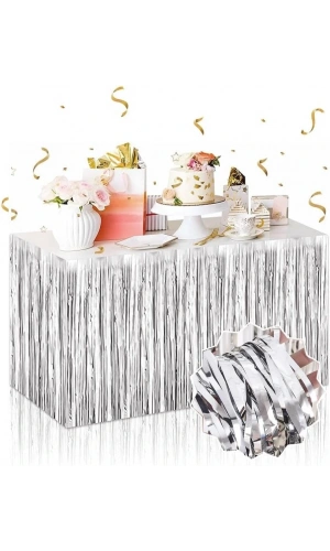 Bidebuvar Gümüş Metalize Masa Eteği