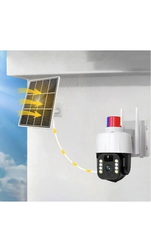 Bidebuvar Güneş Enerjili Alarmlı Çakarlı Dış Mekan Güvenlik Kamerası