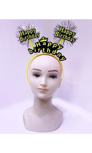 Bidebuvar Happy Birthday Neon Sarı Tacı