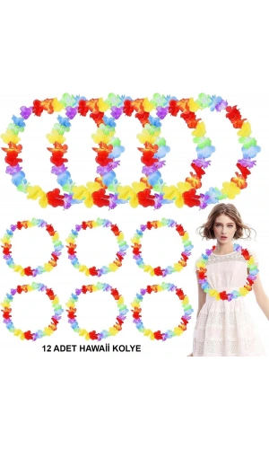 Bidebuvar Hawaii Çiçekli Boyun Kolyesi 12 Adet