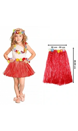 Bidebuvar Hawaii Hula Eteği Kırmızı Renk 40 cm