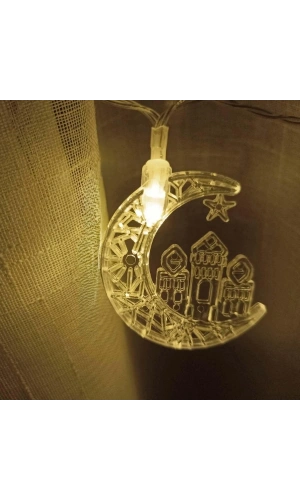 Bidebuvar Hilal Tasarımlı Ramazan Süslemesi 20 LED USB Aydınlatma