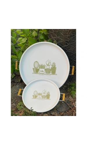 Bidebuvar İkili Yuvarlak Sunum Tepsisi Seti