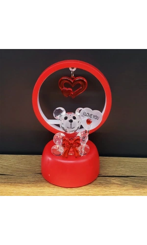 Bidebuvar Işıklı Kırmızı I Love You Ayıcık