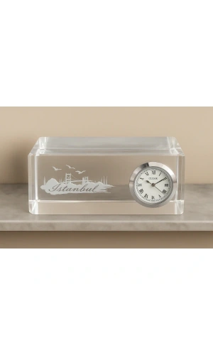 Bidebuvar İstanbul Tasarımlı Kristal Saatli Biblo