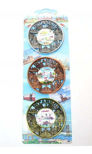 Bidebuvar İstanbul Temalı Metal Magnet 3lü Set Model 2