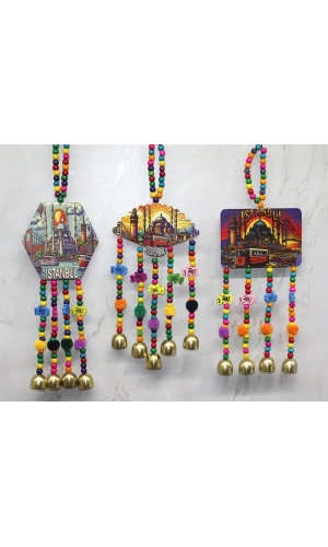 Bidebuvar İstanbul Temalı Renkli Boncuklu Asmalı Rüzgar Çanı