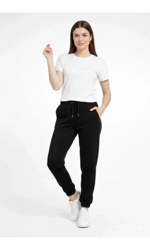 Bidebuvar Jogger Eşofman Altı Rahat Kalıp, Cepli, Lastikli Paça, Günlük Spor Pantolon - Siyah