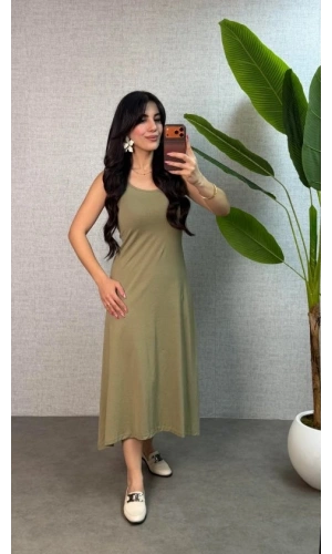 Bidebuvar Kadın Askılı Yuvarlak Yaka Süprem Kumaş Elbise