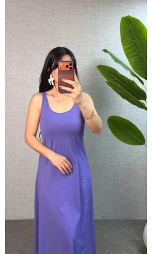 Bidebuvar Kadın Askılı Yuvarlak Yaka Süprem Kumaş Elbise