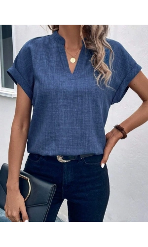 Bidebuvar Kadın Kısa Kollu Hakim Yaka Sofya Bluz