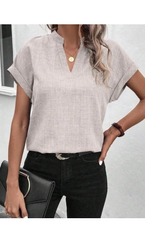 Bidebuvar Kadın Kısa Kollu Hakim Yaka Sofya Bluz