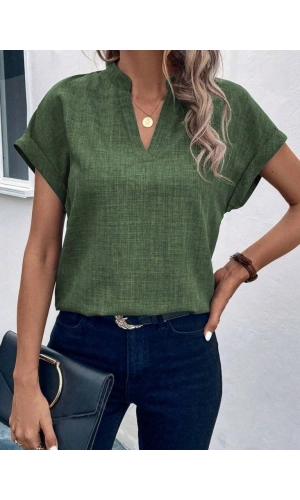 Bidebuvar Kadın Kısa Kollu Hakim Yaka Sofya Bluz