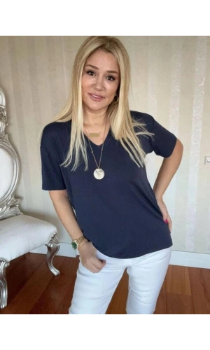 Bidebuvar Kadın Kısa Kollu V Yaka Bluz