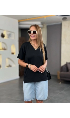 Bidebuvar Kadın Kısa Kollu V Yaka Bluz