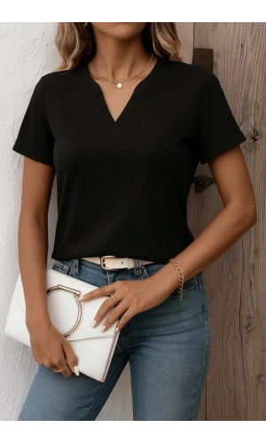 Bidebuvar Kadın Kısa Kollu V Yakalı Ithal Krep Elbise