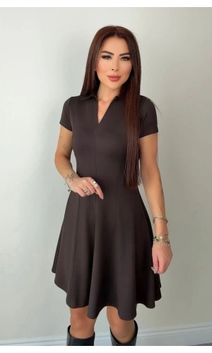 Bidebuvar Kadın Kısa Kollu V Yakalı Kısa Modal Elbise