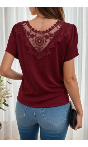 Bidebuvar Kadın Kısa Kollu V Yakalı Viskon Bluz