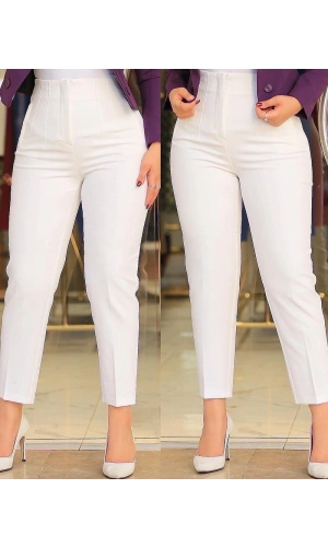 Bidebuvar Kadın üste Oturan Paçası Bilek üzerinde Biten Atlas Kumaş Pantolon 36 (S) - 50 (5XL)