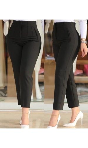 Bidebuvar Kadın üste Oturan Paçası Bilek üzerinde Biten Krep Kumaş Kumaş Pantolon 36 (S) - 50 (5XL)