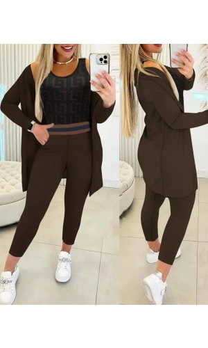 Bidebuvar Kadın Uzun Kollu Krep üçlü Takım