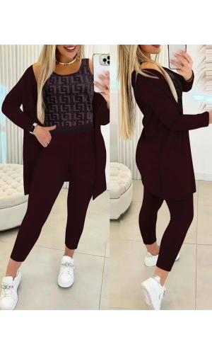 Bidebuvar Kadın Uzun Kollu Krep üçlü Takım