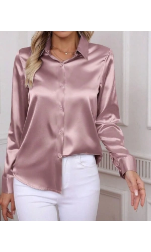 Bidebuvar Kadın Uzun Kollu Saten Gömlek