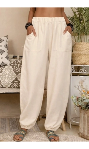 Bidebuvar Kadın Yüksek Bel Cep Detaylı Pantolon