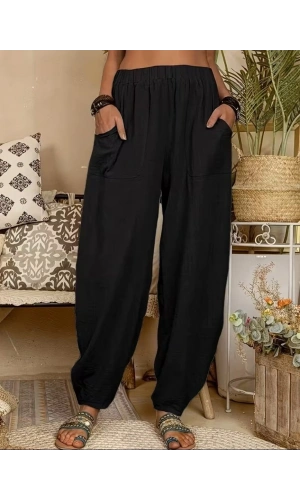 Bidebuvar Kadın Yüksek Bel Cep Detaylı Pantolon