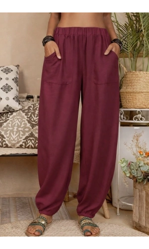 Bidebuvar Kadın Yüksek Bel Cep Detaylı Pantolon