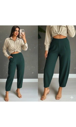 Bidebuvar Kadın Yüksek Bel Krep Pantolon