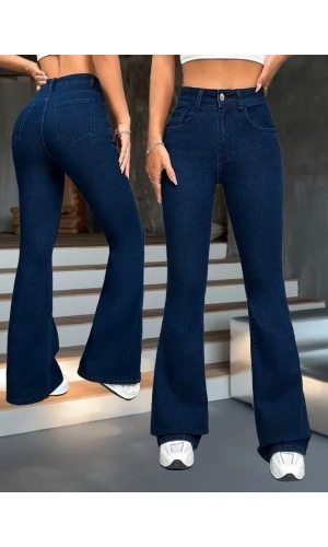 Bidebuvar Kadın Yüksek Bel Paçaya Doğru Geniş Kot Pantolon